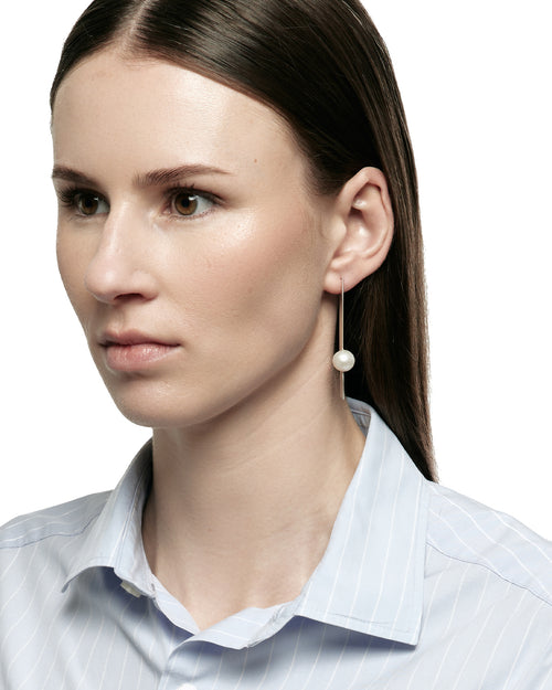 Composition II Silver & Pearl Earring