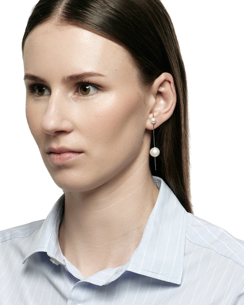 Composition I Silver & Pearl Earring