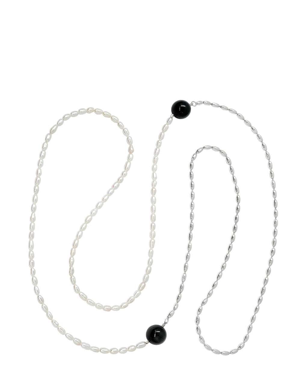 Duo Silver & Pearl Necklace