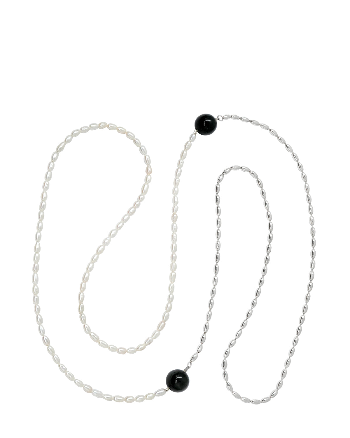 Duo Silver & Pearl Necklace