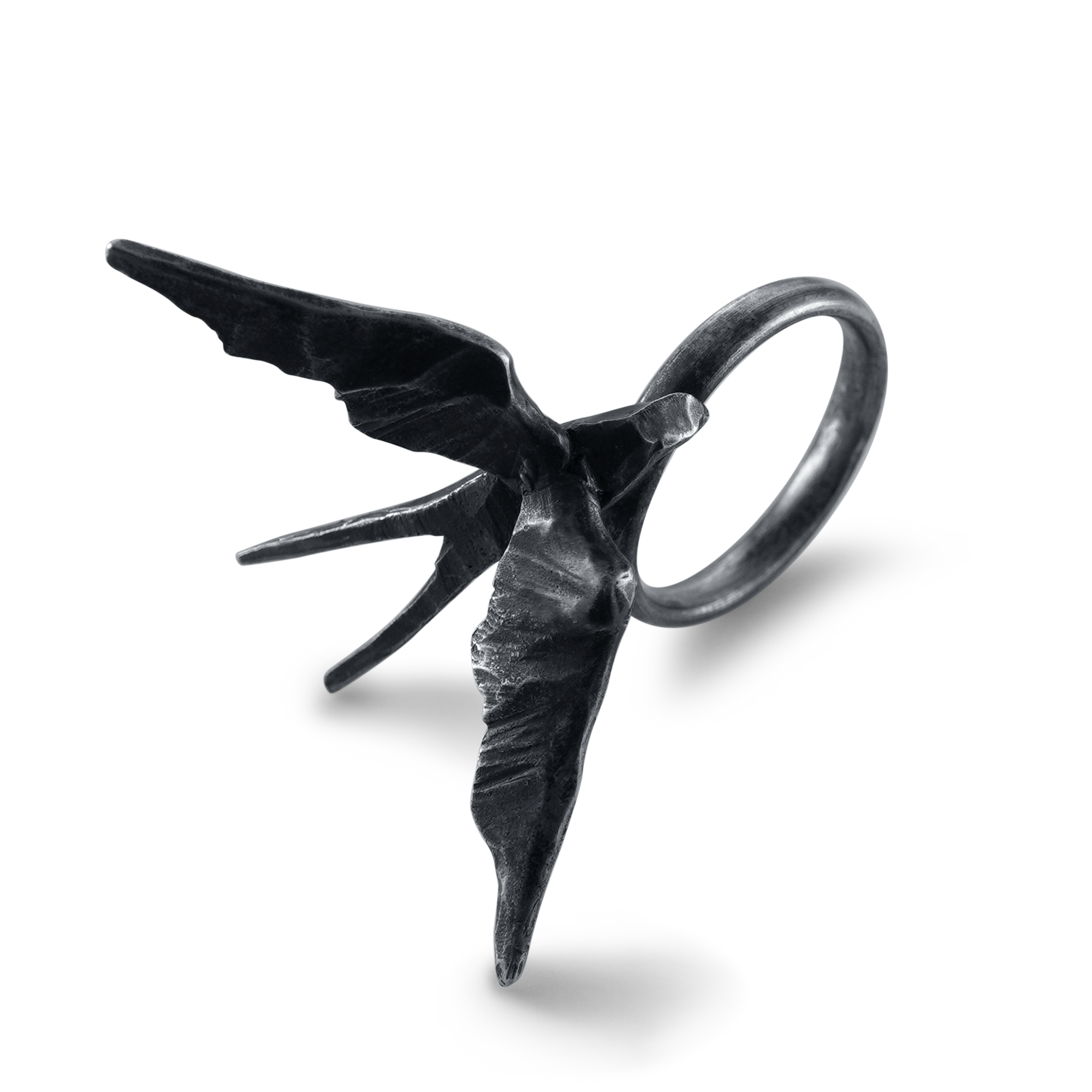 Silver Oxidised Bird Statement Ring - Rise I